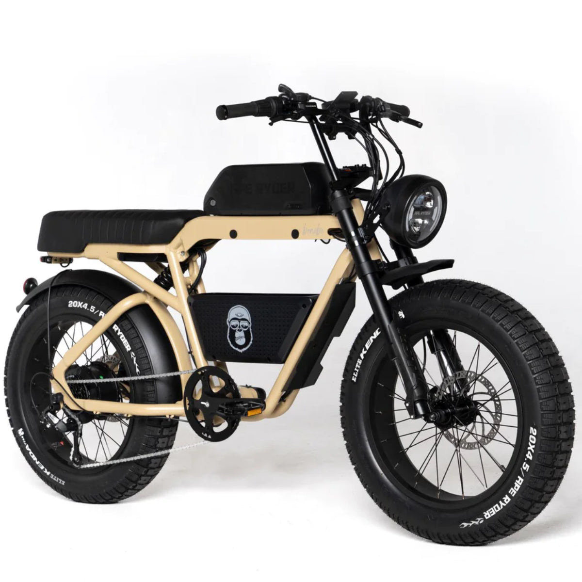 ape ryder bonobo electric bike, yellow colour with fat tyres